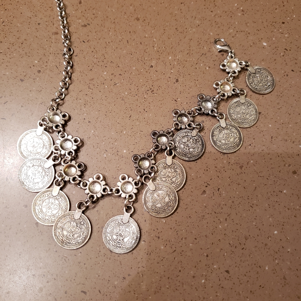 Antique silver coin ankle bracelet - Picture 5 of 6